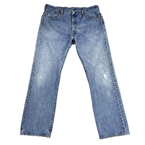 Levi's 501 Button Fly Mens Straight Leg Jeans Sz 36 x 32 - Picture 1 of 8